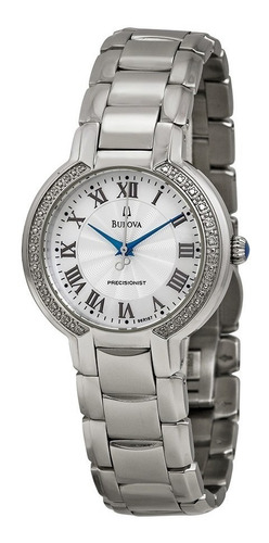 Reloj Bulova Diamond Precisionist 96r167 Mujer | Original Color de la malla Plateado Color del bisel Plateado Color del fondo Blanco