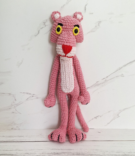 Muñeco Pantera Rosa - Regalo - Tejido Al Crochet - Amigurumi