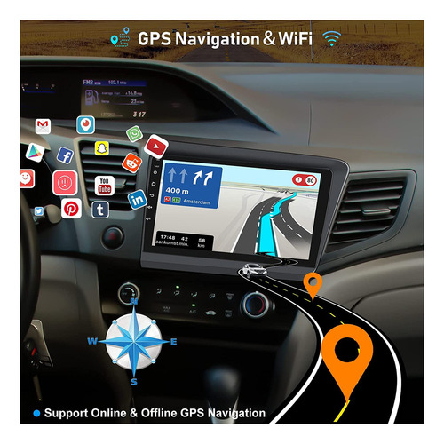 Para Autoestéreo Carplay Android 11 Honda Civic 2012-2015