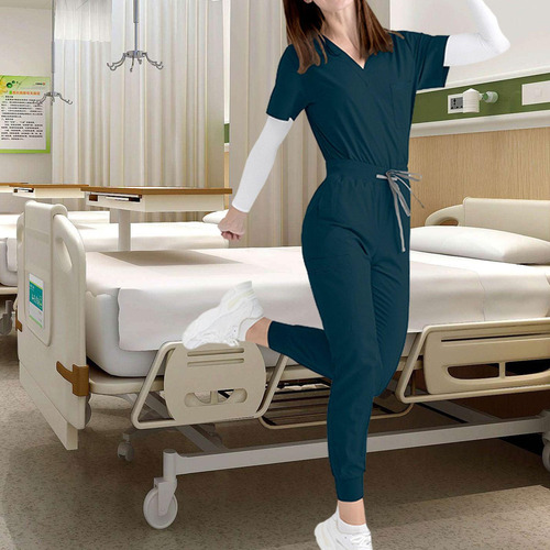 Conjunto Médico Elegante Con Cuello En V Y Pantalones Para