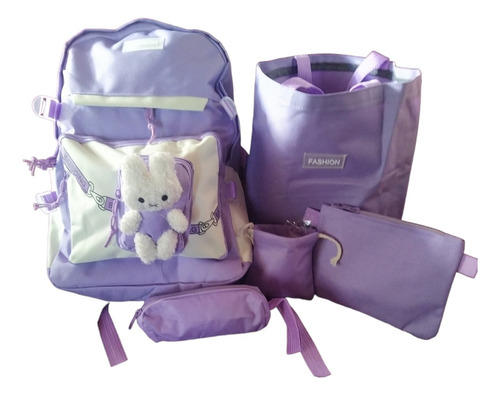 Pack Mochila Kawaii 4 Piezas Exclusiva Incluye Accesorios