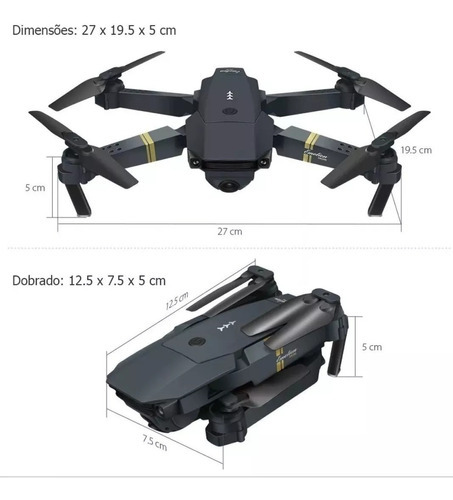 Dron WiFi Fpv plegable Eachine E58, 3 baterías, tipo Mavic, color negro