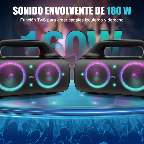 Parlante Ewtto ETP406B Portátil con Bluetooth Waterproof Color Negro 110V/220V