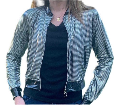 Imagen 2 de 3 de Chaqueta Bomber Metalic Fashion Diseño Exclusivo