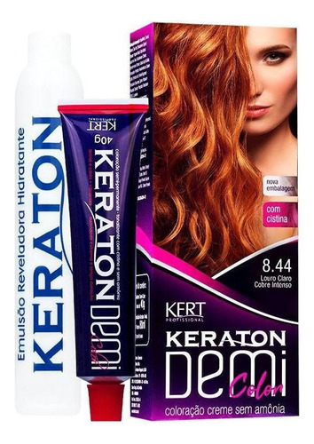 Coloração Keraton Demi Color Louro Claro Cobre Intenso 8.44