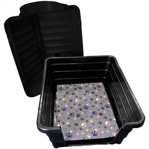 Casinha Casa Cachorro Plastica Impermeavel N7 + Colchão Cor Preto