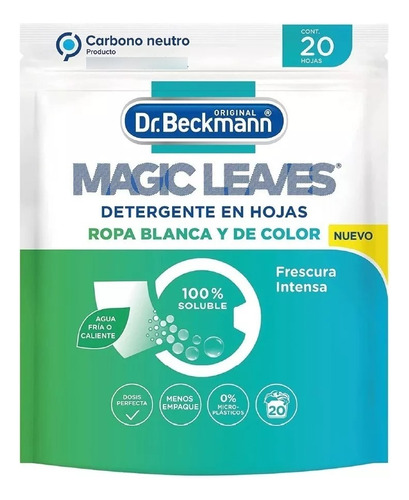 Dr. Beckmann Magic Leaves Detergente Vegano En Laminas 20u