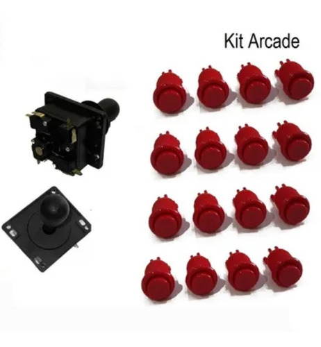 Kit Arcade 16 Com 16 Botões E 2 Comandos Eletromatic Play