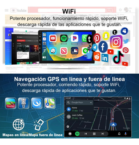 Estéreo Pantalla Táctil 9 Y 10 Pulgadas Multimedia Android Negro