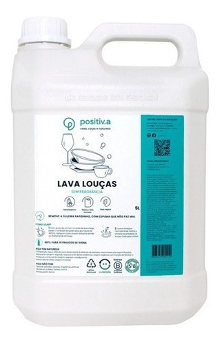  Lava Louças Detergente 5 Litros Positiv.a Vegano Hipoalêrge