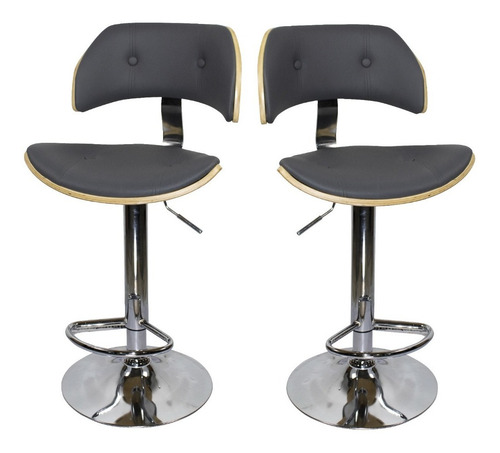 Set 2 Banco Silla Barra Giratorio Ajustable Century Gris Msi