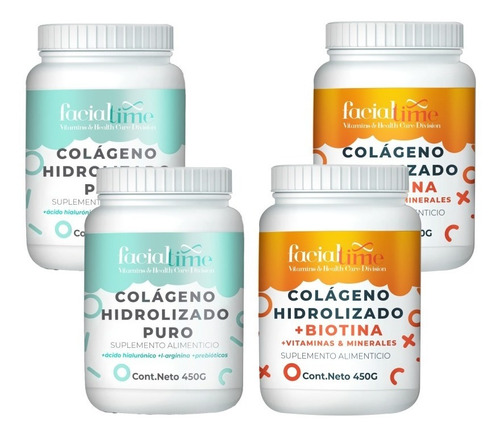 Kit 2 Colágeno Con Biotina + 2 Colágeno Puro 450 C/u 