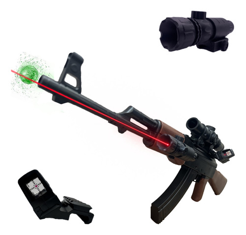 Rifle De Hidrogel Ak-47 Visor Oblicuo + Láser + Telescópica