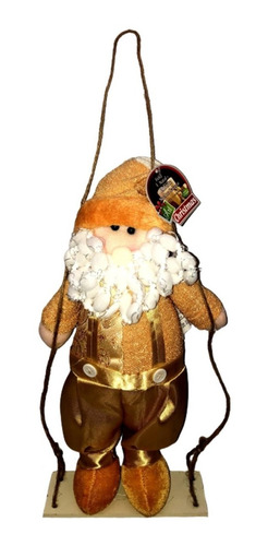 Papai Noel Dourado Balanço Enfeite Natal Decoração