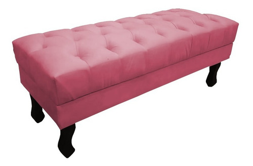 Puff Recamier Baú Luis Xv 1,20m Suede Rosa