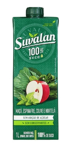 Suco Suvalan 100% Zero Maça Espinafre Couve Hort 1 L-kit C/2