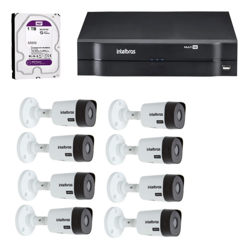 Kit Cftv Dvr Mhdx 1208 1tb 8 Câmeras Vhd 1230 B Intelbras