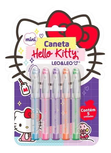 Caneta Esferografica Mini 1.0 Hello Kitty 5 Cores