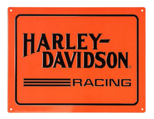 Letrero Estaño Logotipo Racing H-d Relieve Color Naranja X