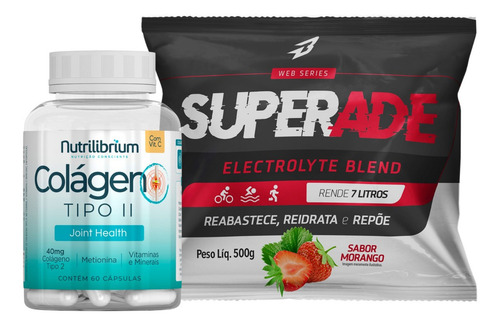 Colágeno Tipo 2 Caps Articulação + Isotônico Em Pó Superade Sabor Morango