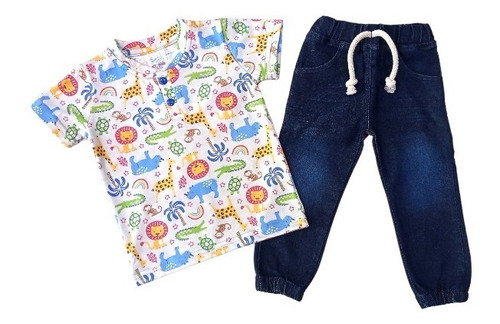 Conjunto Para Niño Playera Pantalón Mezclilla B D´lurig Kids