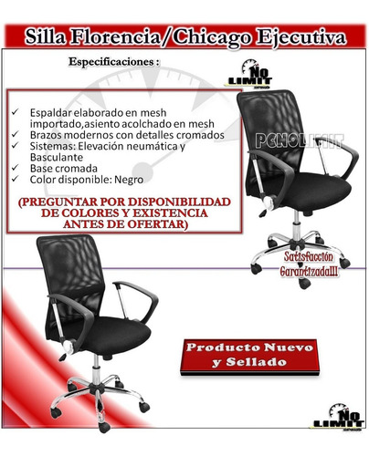 Silla Chicago Ejecutiva, Oficina Sala Pcnolimit Mx