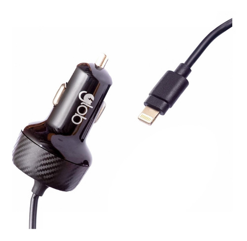 Cargador De Auto Glob Negro 1 Puerto Usb + Cable Lightning