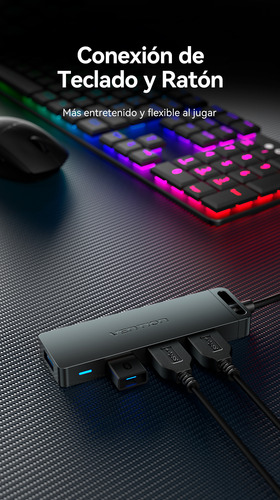 Hub Usb 3.0 Vention/ 4xusb/ 1xmicrousb Pd