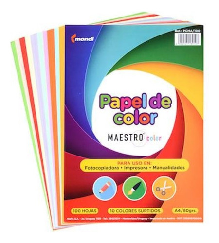 Hojas Mondi Maestro Papel Color A4 X100 Serviciopapelero