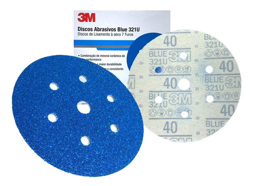 Disco Abrasivo A Seco 3m Blue 40 7 Furos - 10 Unidades