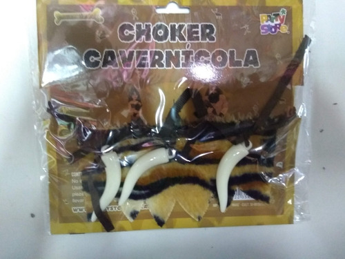 Imagen 2 de 3 de Collar Choker Cavernicola Hueso Disfraz Cotillon Halloween