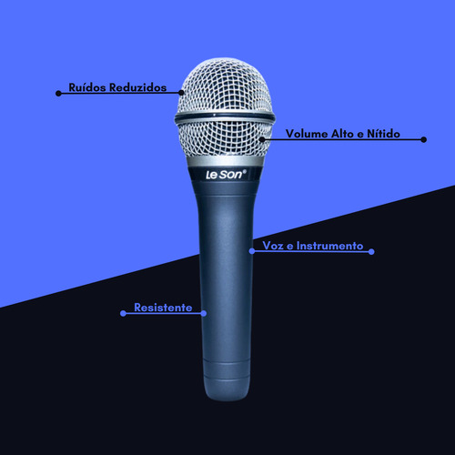 Microfone Dinâmico Leson Ls7 Profissional C/ Cabo Coaxial 5m