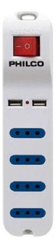 Extension Philco Xt41 Alargador 4 Tomas + 2 Usb 1.5m Blanco