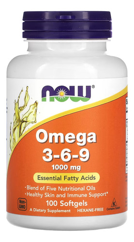 Ômega 3-6-9 1.000mg Now Foods 100 Caps Softgels Sabor Sem sabor