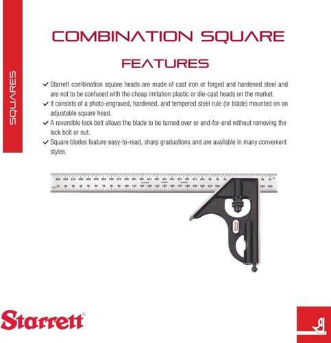 Combinación De Acero Starrett Con Cabeza Cuadrada Ideal Para
