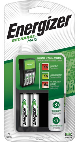 Cargador De Pilas AA AAA ENERGIZER MAXI + 2 Pilas Recargables AA 1300mah Energizer