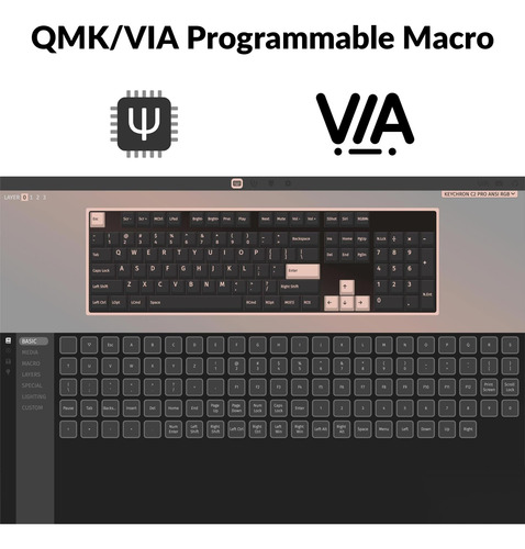 Keychron C2 Pro Wired Custom Mecomanical Tweles Tamanho Layo