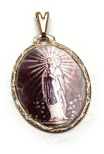 Uzzy |  Medalla Virgen De Lourdes 25mm Chapa De Oro 22k