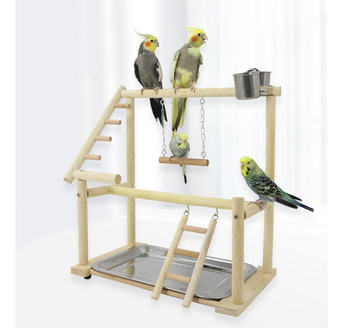 Soporte De Percha Para Loros Con Bandeja De Alimentación De