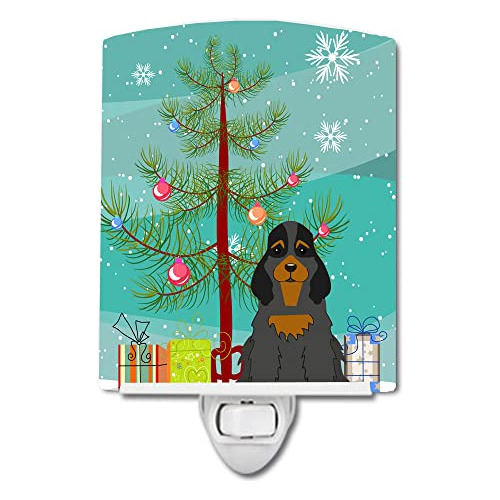 Luz Nocturna Cerámica Árbol Navidad Cocker Spaniel Blk-tan