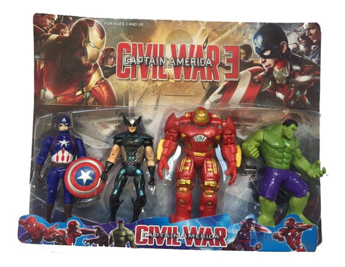 Juguete Avengers Set De 4 Thor Hulk Capitán America Iron Man