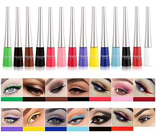 Delineadores - Luxsea 14 Colors Waterproof Eyeliner Set Long