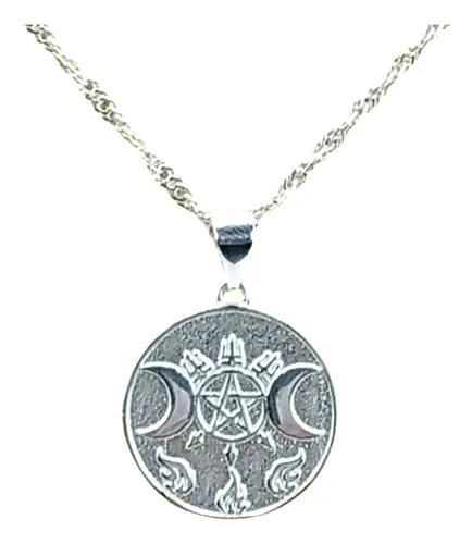 Collar Diosa Hécate Triple Luna Plata Amuleto De Protección Plateado ...