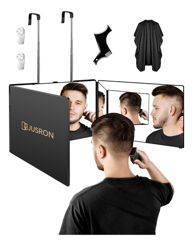 Jusron Espejo De 3 Vías Para Corte De Pelo, Espejo 360 Con G