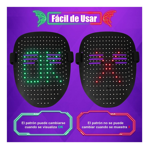 Máscara Led Com Detecção De Gestos, Led Eletrônico Digital