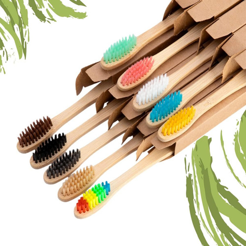 10 Cepillos De Dientes Bambu Biodegradable Ecologico