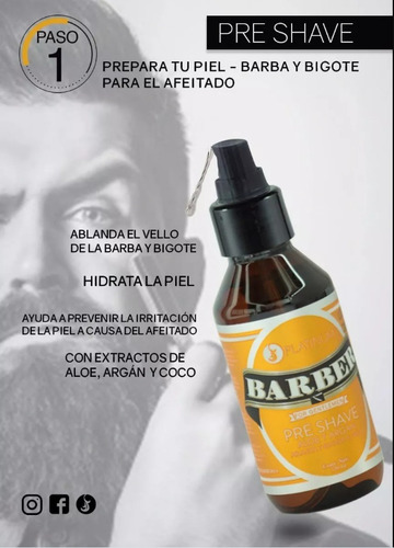 Locion Preafeitado Preshave Barber Platinum Aloe Argan 120ml