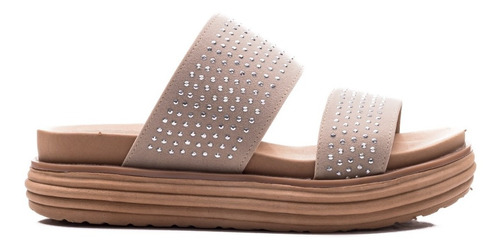 Sandalias Urbanas Mujer Gamuza De Doble Faja Con Tachas