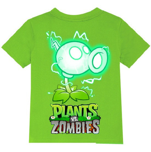 Polera Color Algodón 100% Niños Plantas Zombies Electrico