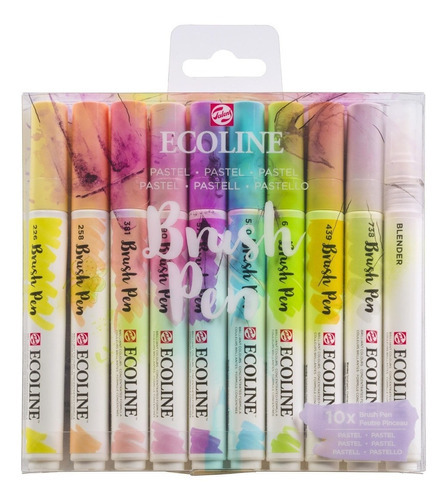 Marcadores Ecoline Brush Pen Pastel Estuche X 10 Colores